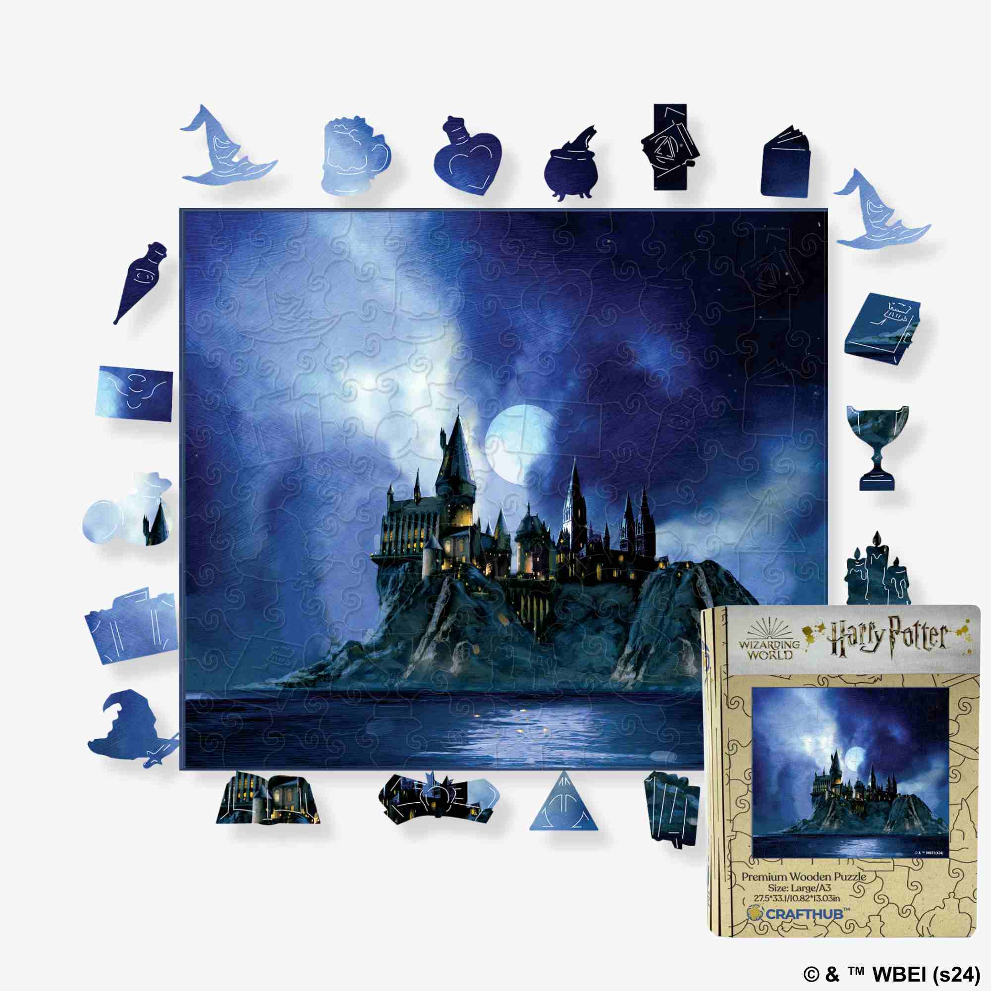 Animal Jigsaw Puzzle > Wooden Jigsaw Puzzle > Jigsaw Puzzle A4 + Wooden Gift Box Harry Potter - Starry Hogwarts Castle Wooden Jigsaw Puzzle